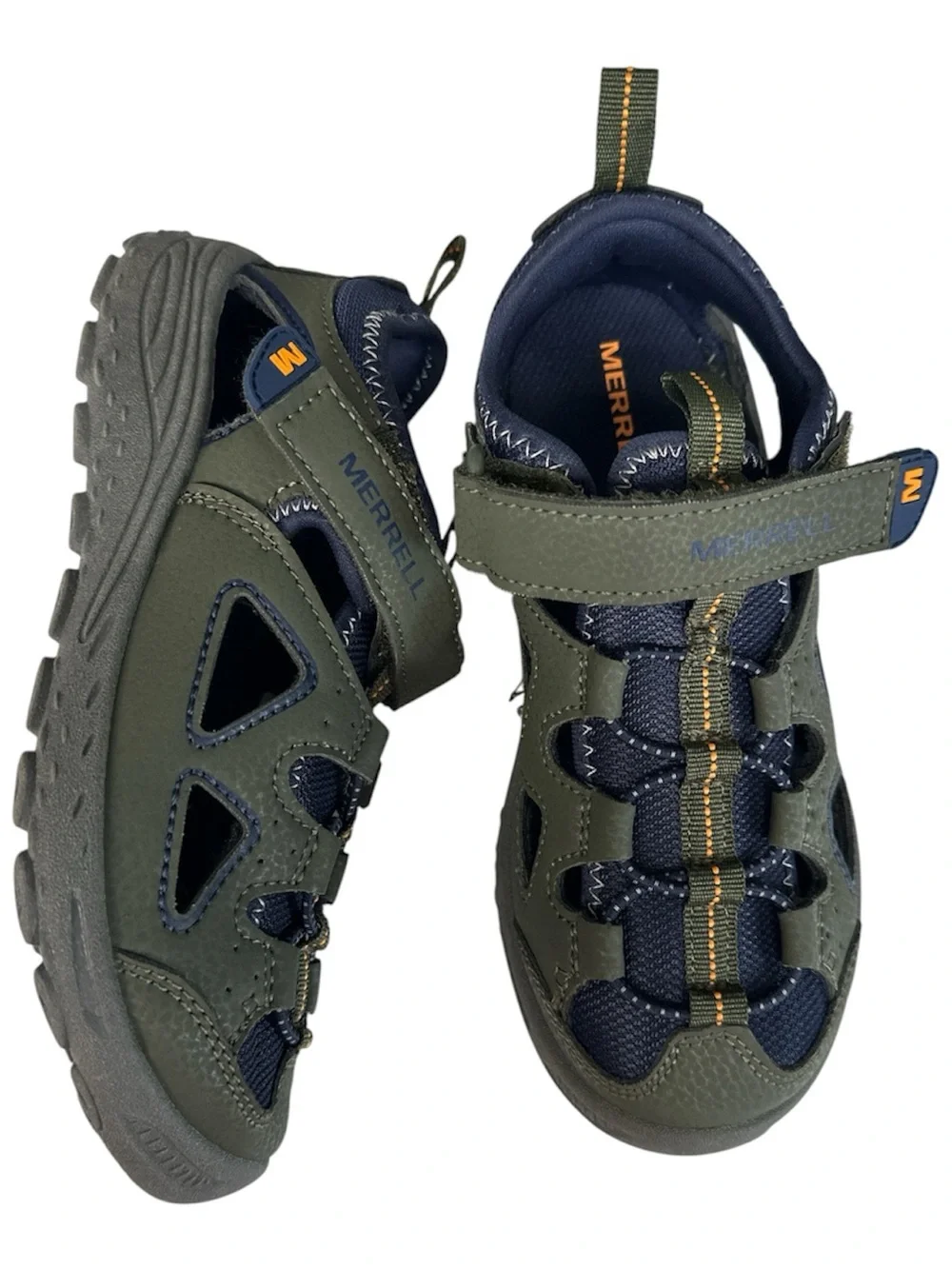 Merrell Big Kids' Olive Green & Navy Outdoor Sandals  Size 3